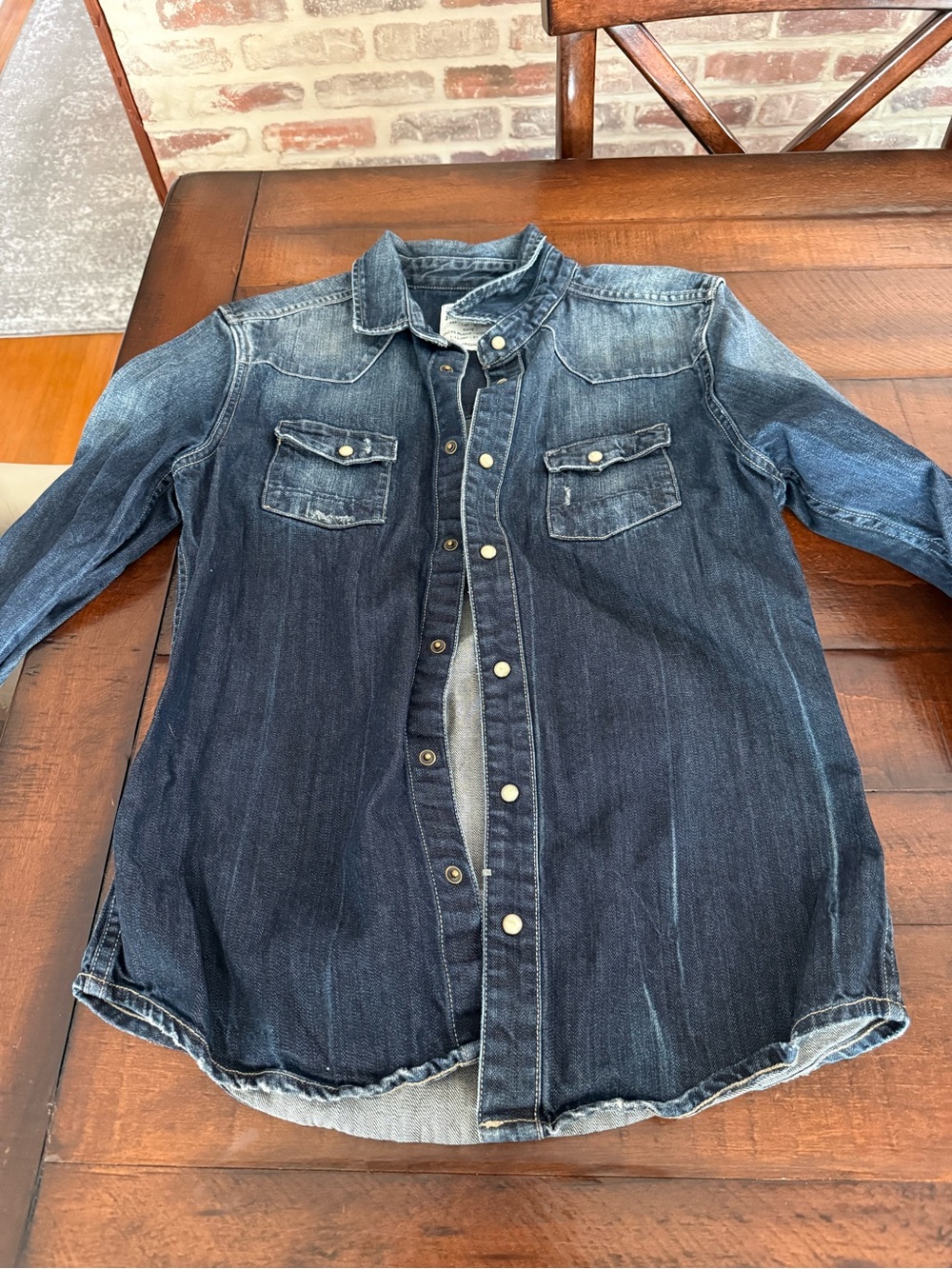 All Saints Dark Blue Denim Button-Down Shirt